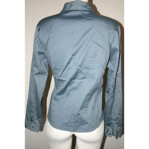 Banana Republic Stretch Women's Blouse Gray Size M Long Sleeves Buttons Cuffs - Picture 5 of 7